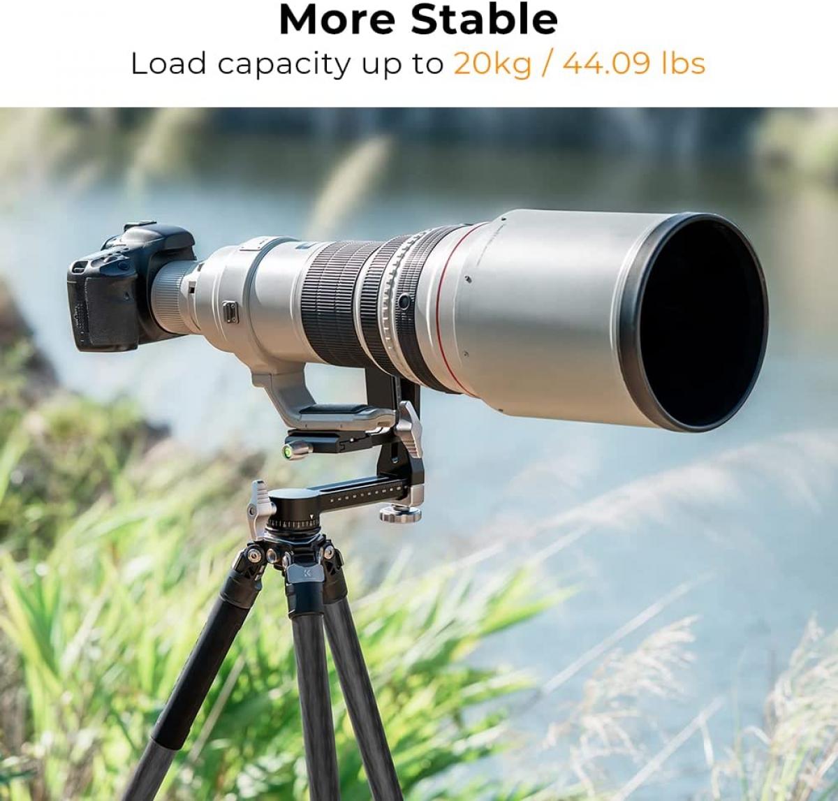 Stativ kardanhode CNC aluminiumslegering Heavy Duty 360° panoramahode med 1/4 tomme Arca-type hurtigutløserplate, lastekapasitet opp til 33lbs/15kg for DSLR-kameraer