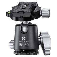 26,5 lbs/12 kg belastning Profesjonelt 30 mm metallstativkulehode, CNC-prosess med støpeklemme BH-30 stativhode