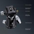 26.5lbs/12kg Load Professional 30mm Metalline jalustan kuulapää, CNC-prosessi painevalukiinnikkeellä BH-30 kolmijalan pää