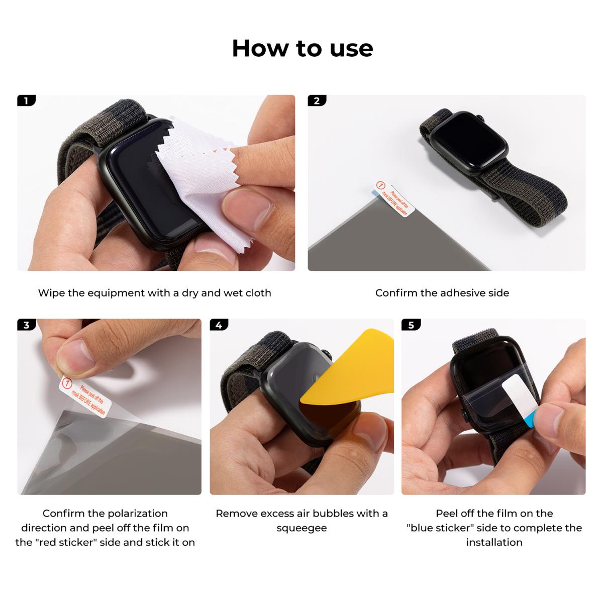 Polariseret film 300*200mmX1, med en filmskraber, to poser med tør og våd klud spritposer, med emballage