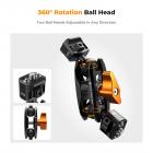 K&F Concept Ms14 Magic Arm med dobbelte kuglehoveder (1/4" skrue)