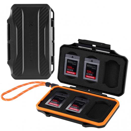 K&F Concept 6 spor XQD Cfexpress Type-B kortholder, vanntett minnekort lagringsveske, støtsikker kortbeskyttelsesboks Organizer