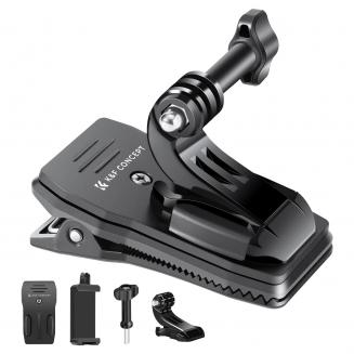 K&F Concept 360° roterende ryggsekkrem Quick Clip Mount for Hero 13/12/11/10/9/8/7/6/5/4 Svart, DJI Osmo Action 5 Pro/4/3 og annet actionkamera