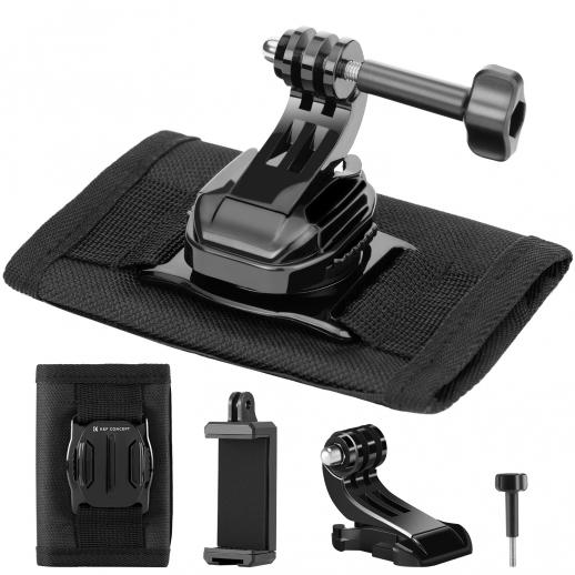 K&F Concept Ryggsekk Belte Skulderstroppfeste kompatibel med GoPro Hero 13/12/11/10/9/8/7/6/5/4 Black, Session, passform DJI Osmo Action 5 Pro/4/3 and More Action Camera, 360 ° Rotasjon
