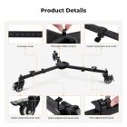 K&F Concept Photography Stativ Dolly, Heavy Duty med 3" gummihjul 44lbs Kapacitet Stativhjul, Compact Video Tripod Dolly med justerbare ben og bæretaske til DSLR-kameraer videokamera.