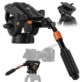 Rotule Fluide Professionnelle pour Trépied - Charge Max 8 kg, Panoramique 360°, Inclinaison de -75 ° à 90 °