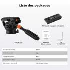 Rotule Fluide Professionnelle pour Trépied - Charge Max 8 kg, Panoramique 360°, Inclinaison de -75 ° à 90 °
