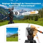 Rotule Fluide Professionnelle pour Trépied - Max 8kg, Mouvement 360° Panoramique, Inclinaison -75°/+90°