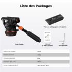Rotule Fluide Professionnelle pour Trépied - Max 8kg, Mouvement 360° Panoramique, Inclinaison -75°/+90°