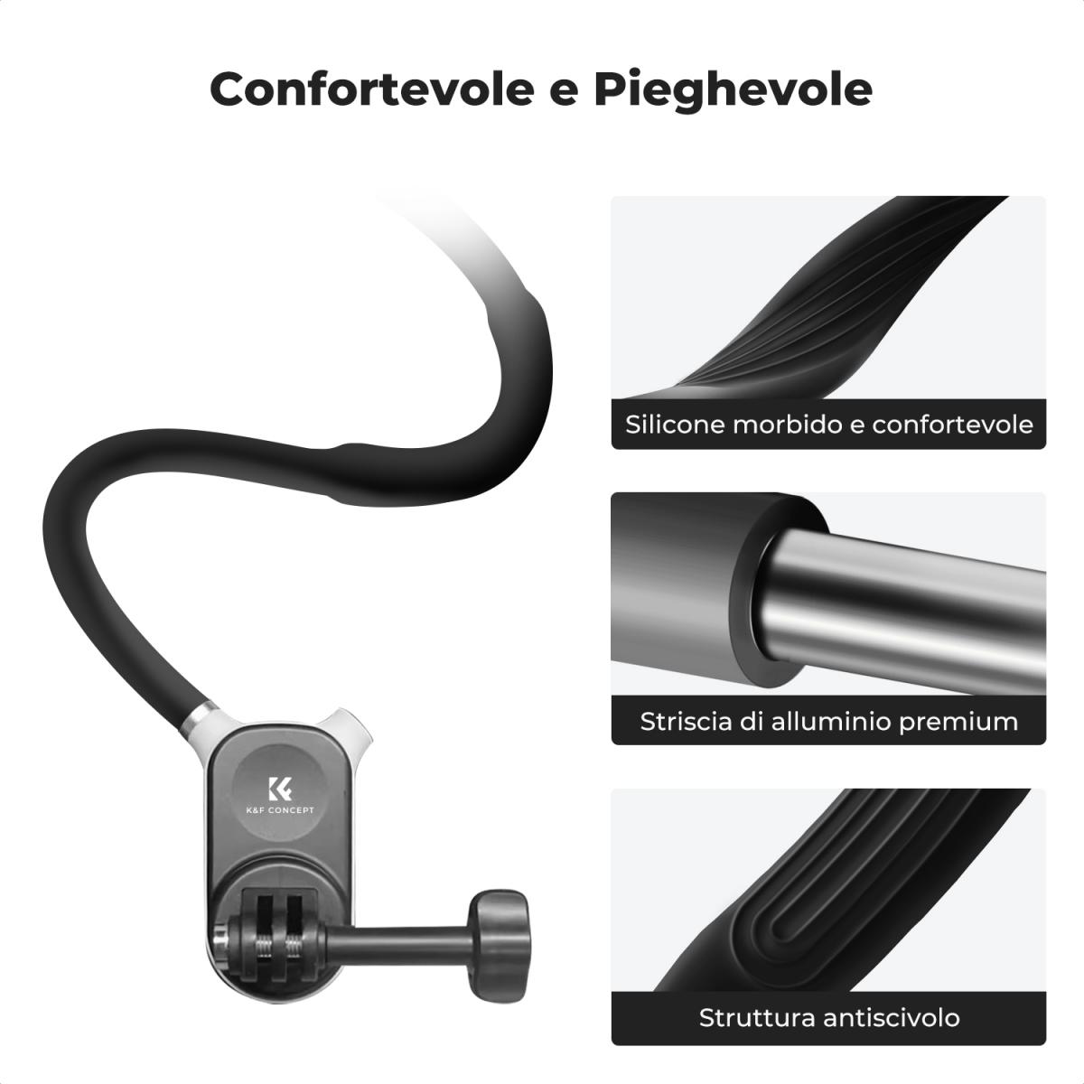 K&F Concept Supporto magnetico da collo per telecamera d'azione