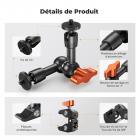 6"/15,24 cm Bras Articulé Kit Bras Magique avec Pince Super Forte – Double Rotule 360° – Capacité max. 2 KG