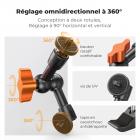 6"/15,24 cm Bras Articulé Kit Bras Magique avec Pince Super Forte – Double Rotule 360° – Capacité max. 2 KG