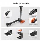 9,8"/24,89 cm Bras Articulé Kit Bras Magique avec Pince Super Forte – Double Rotule 360° – Capacité max. 2 KG
