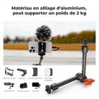 9,8"/24,89 cm Bras Articulé Kit Bras Magique avec Pince Super Forte – Double Rotule 360° – Capacité max. 2 KG