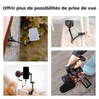 9,8"/24,89 cm Bras Articulé Kit Bras Magique avec Pince Super Forte – Double Rotule 360° – Capacité max. 2 KG