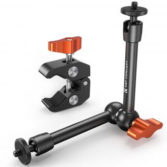 K&F Concept 9.8 Pollici Braccio Magico con Super Morsetto Kit, Supporto e Crab Clamp per Fotocamera da Articolato Flessibile, con Vite da 1/4" 3/8" per Monitor/Luce/Webcam/Microfono/Action Camera