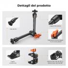 K&F Concept 9.8 Pollici Braccio Magico con Super Morsetto Kit, Supporto e Crab Clamp per Fotocamera da Articolato Flessibile, con Vite da 1/4" 3/8" per Monitor/Luce/Webcam/Microfono/Action Camera
