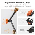 K&F CONCEPT 11 Pollici Braccio Magico con Super Morsetto Kit, Supporto e Crab Clamp per Fotocamera da Articolato Flessibile, con Vite da 1/4" 3/8" per Monitor/Luce/Webcam/Microfono/Action Camera