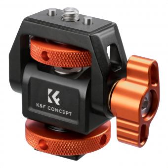K&F Concept Supporto per Monitor con Freddo Shoe, Regolazione Bidirezionale, Girevole a 360° e Inclinabile a 180°, Leggero con Perni Retrattili di Posizionamento Rimbalzanti per Monitor 5" e 7" etc