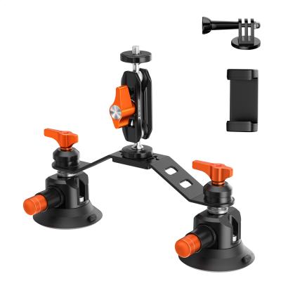 3" sugkoppsfäste för kamera med 360° kulhuvud Kraftigt kamerafäste för bilvindruta, motorhuv, sidopanel Kompatibelt med GoPro, DJI, Insta360, systemkameror, telefon K&F CONCEPT