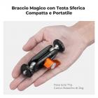 K&F Concept Braccio a Doppia Sfera, Mini Braccio Snodabile con Vite 1/4"-20, Testa a Sfera Girevole 360°, Brazo in Lega di Alluminio per Montaggio Fotocamera, Luce, Microfono, Monitor