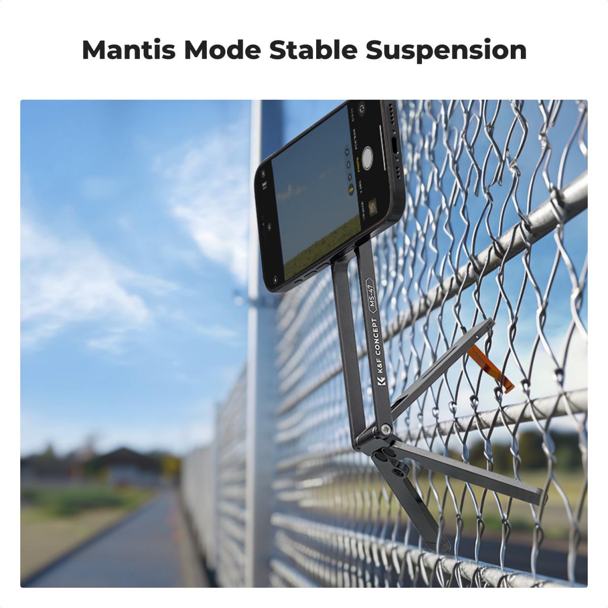 K&F CONCEPT Magnetisk Telefonstativ, 23N Stærk Magnetisk Ministativ Aluminiumslegering Lomme Selfiestang, Mag Sikker Telefonholder Kompatibel med iPhone 17 16 15 14 13 12-serien (Grå)