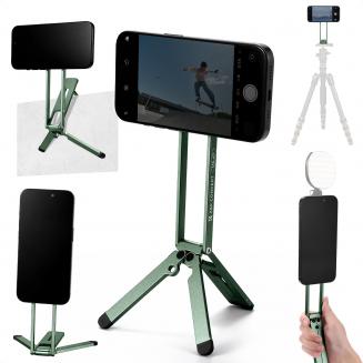 K&F CONCEPT Magnetisk Telefonstativ, 23N Stærk Magnetisk Ministativ Aluminiumslegering Lomme Selfiestang, Mag Sikker Telefonholder Kompatibel med iPhone 17 16 15 14 13 12-serien (Grøn)