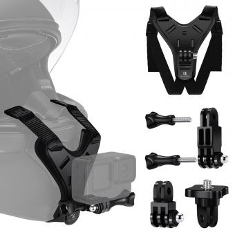Montura K&F Concept para Barbilla de Casco de Moto POV - Correa Antideslizante para GoPro, DJI Osmo Action e Insta360