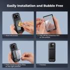 K&F CONCEPT Skærmbeskytter til Insta360 X5, [3-pak] 9H hårdhed hærdet glasdæksel ridsefast, boblefast, støvfri LCD-skærmbeskytter, buet kantbeskyttelse til Insta360 X4/X5 tilbehør