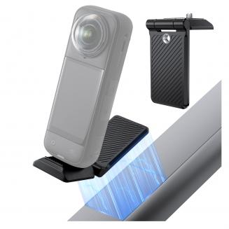 K&F Concept Supporto magnetico compatibile con Insta360 X5/X4/X3, impugnatura portatile pieghevole con foro per vite da 1/4 e base tipo Arca per treppiede, staffa di base per montaggio su action camera per Go Pro Hero 13/12 nero