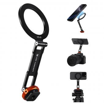 Support magnétique pour téléphone K&F CONCEPT avec griffe porte-accessoire, adaptateur rotatif et réglable, compatible avec iPhone 16/15/14/13, surveillance de caméra, trépieds et stabilisateurs.