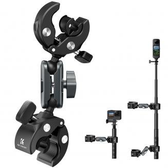 Supporto per fotocamera Dual Super Clamp con testa a sfera a 360°, supporto per manubrio di bici/moto per asta, treppiede, scrivania, bandiera, ombrello K&F CONCEPT