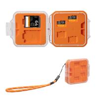 Transparent Double-Sided Memory Card Case with Customizable Slots, Waterproof & Shockproof Storage Holder for 2 CF-A, 2 SD, 8 Micro SD/TF Cards, Includes Orange Lanyard