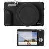 Canon G7X III silikonskyddsfodral med skärmskydd, reptåligt, stötsäkert mjukt skal, svart