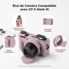 Étui de protection en silicone violet avec film protecteur d'écran pour Canon G7X III, anti-rayures et antichoc.