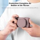 Étui de protection en silicone violet avec film protecteur d'écran pour Canon G7X III, anti-rayures et antichoc.