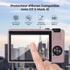 Étui de protection en silicone violet avec film protecteur d'écran pour Canon G7X III, anti-rayures et antichoc.