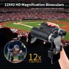 K&F Concept HY1242A 12x42 Binoculars with 20mm Large View Eyepiece & BAK4 Clear Light Vision for Bird Watching, Hunting, Sports