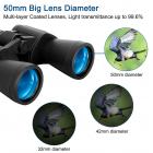 Мощный бинокль ночного видения для взрослых 20x50 с низким освещением, призма BAK4, линзы с многослойным покрытием FMC, подходит для кемпинга на открытом воздухе, охоты, путешествий, концертов, наблюдения за птицами