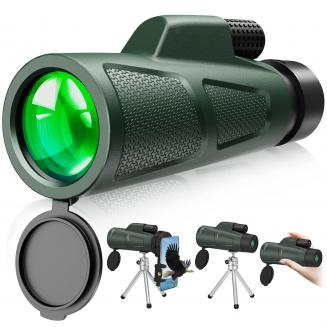 Monoculare impermeabile per adulti 12X55 HD, obiettivo multistrato FMC, telescopio portatile bifocale prisma BAK4 con supporto per smartphone e treppiede per birdwatching, campeggio, escursionismo, caccia