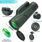 Monoculare impermeabile per adulti 12X55 HD, obiettivo multistrato FMC, telescopio portatile bifocale prisma BAK4 con supporto per smartphone e treppiede per birdwatching, campeggio, escursionismo, caccia