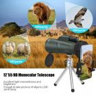 Monoculare impermeabile per adulti 12X55 HD, obiettivo multistrato FMC, telescopio portatile bifocale prisma BAK4 con supporto per smartphone e treppiede per birdwatching, campeggio, escursionismo, caccia