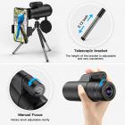 12x50 suuritehoinen monokulaari aikuisten lintujen tarkkailuun älypuhelimen pidikkeellä ja jalustalla BAK4 Prisma villieläinten tarkkailuun, metsästykseen, retkeilyyn, matkustamiseen