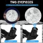 50 mm aukko 360 mm polttoväli, tähtitieteellinen refraktoriteleskooppi, sopii lapsille aloittelijoille, voi suurentaa 90 kertaa, sisältää 2 okulaaria ja alumiiniseoksesta valmistettujalustan, kannettava ja helppokäyttöinen kevyt kannettava teleskooppi