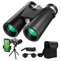 12x42 Binocolo professionale HD con clip per cellulare e treppiede, visione notturna in condizioni di scarsa illuminazione, binocolo leggero impermeabile