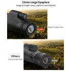 Tehokas 10x42 monokulaari, aikuisten monokulaari BAK4-prismalla ja FMC-monipäällysteisellä linssillä, kompakti vedenpitävä monokulaari lintujen tarkkailuun retkeilyretkellä, rannehihnalla