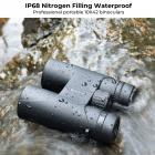 10 * 42 kikare, BAK4 prisma, IP68 vattentät bärbar kikare med FMC-lins, med stativadapter, professionell kraftfull kikare för fågelskådning, svart