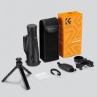 8-32x50 jatkuva teräväpiirtozoom-monokulaarinen teleskooppi, musta, matkapuhelinliittimellä