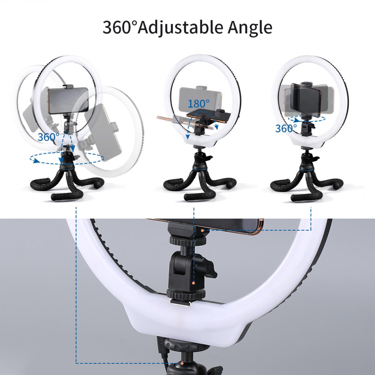 Anello per selfie da 10 '' con supporto per telefono per videocamera Vlog Video Smartphone YouTube per autoripresa