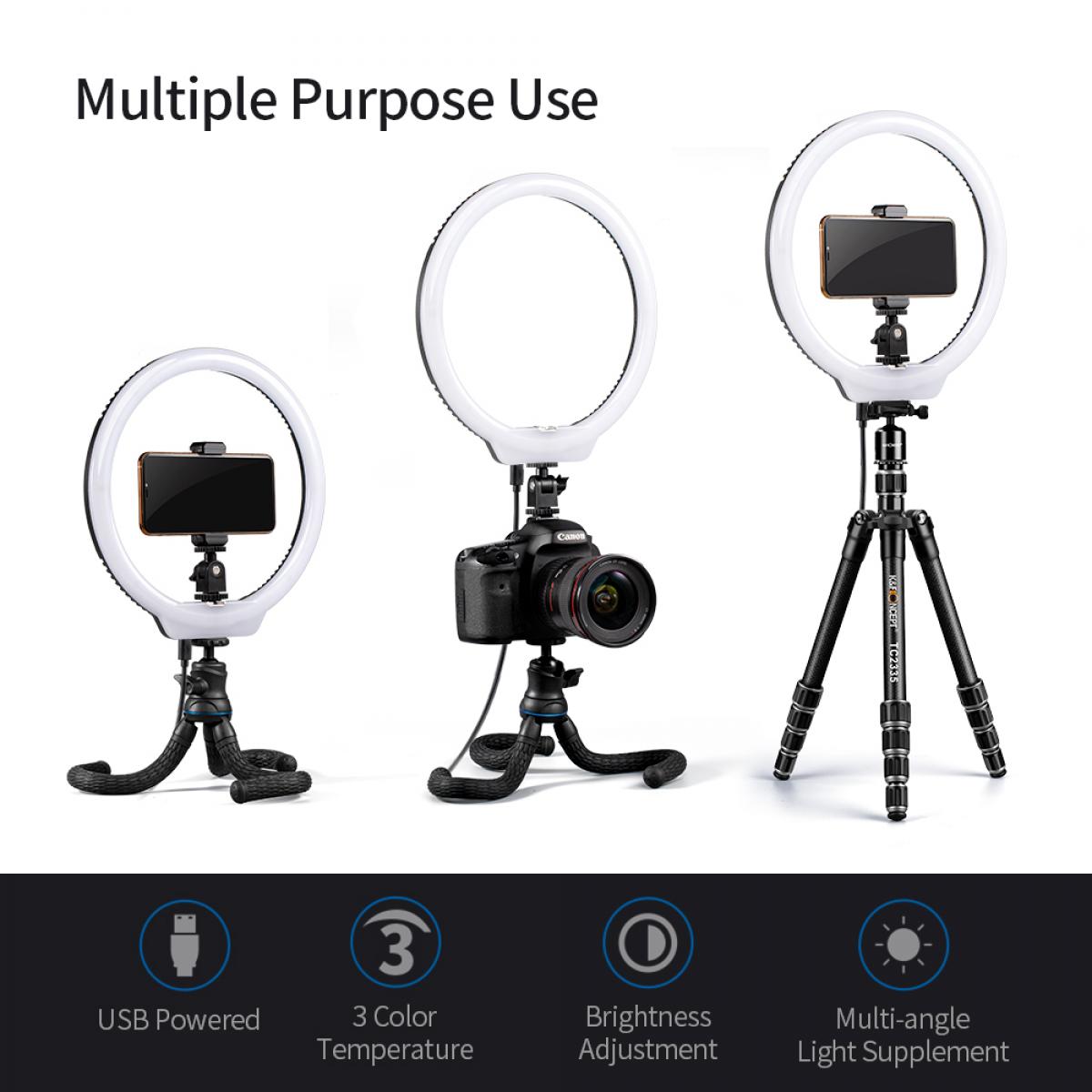 Anello per selfie da 10 '' con supporto per telefono per videocamera Vlog Video Smartphone YouTube per autoripresa